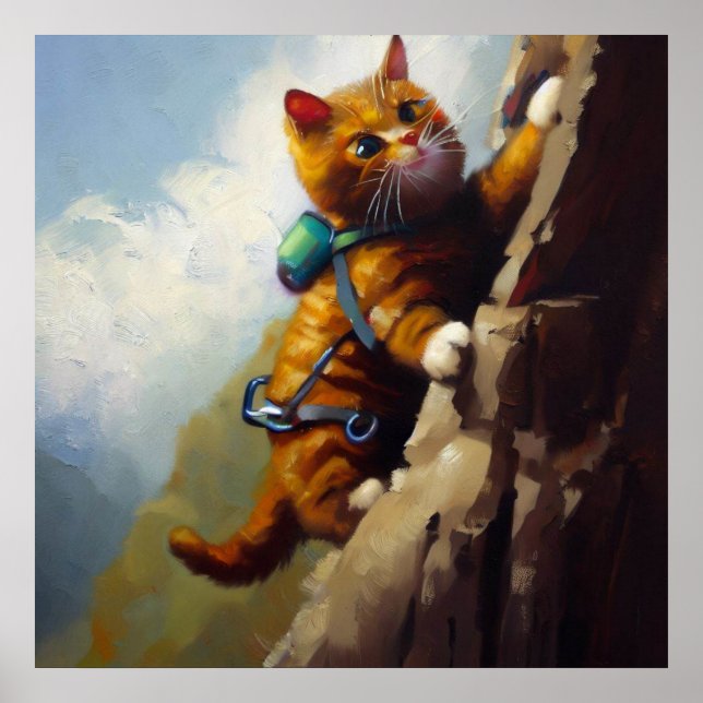 Póster Escalada de rock de gato (Frente)