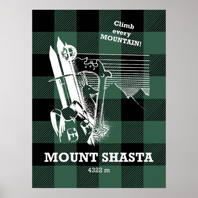 Póster Escalada en Cascada Mount Shasta California (Frente)