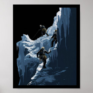 Póster Escalada en hielo Escalador de hielo Roca helada M