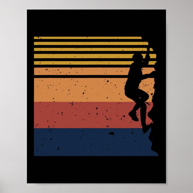 Póster Escalada en Roca Bouldering Escalador Estilo Vinta (Frente)