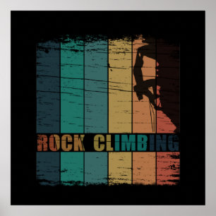 Póster Escalada en roca escalador vintage