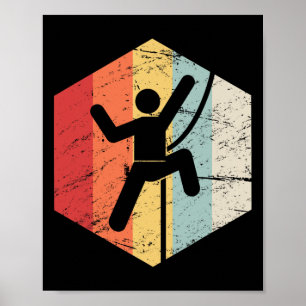 Póster Escalada en roca retro 