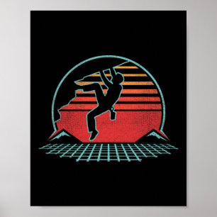 Póster Escalada en Roca Retro Vintage Bouldering Estilo 8