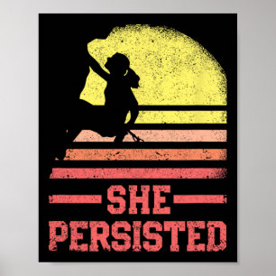 Póster Escalada en Roca Silueta de Climber Femenina Retro