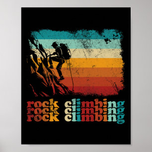 Póster Escalada en roca vintage retro escalador en roca