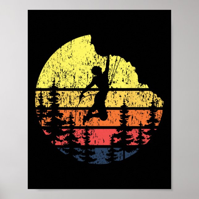 Póster Escalador de roca de puesta de sol retro - Boulder (Frente)