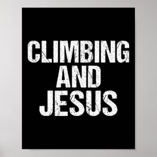 Póster Escalador de roca del árbol de Jesús y escalada