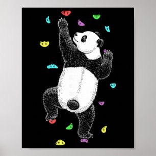 Póster Escalador de roca Pared interior Oso panda diverti