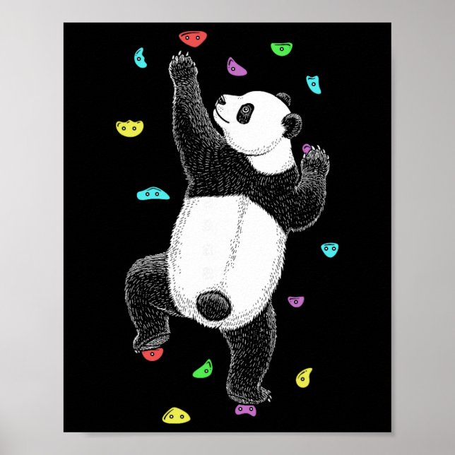 Póster Escalador de roca Pared interior Oso panda diverti (Frente)