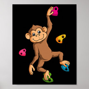 Póster Escalador de rocas trepando mono de escalada libre
