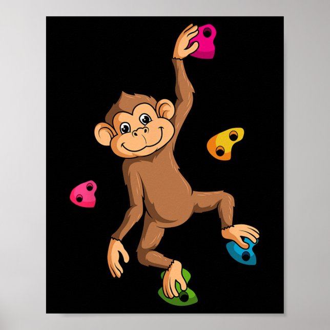 Póster Escalador de rocas trepando mono de escalada libre (Frente)