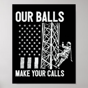 Póster Escalador de Torres Bandera Americana Estadouniden
