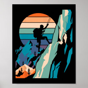 Póster Escalador Divertido Roca Montañismo Bouldering Hom