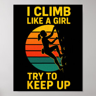 Póster Escalando Como Una Niña - Silueta De Escalada En R