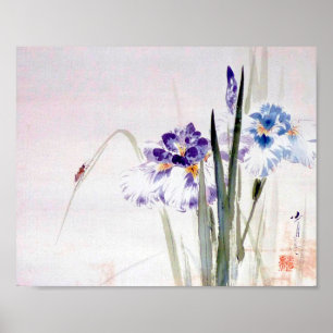 Póster Escalando escarabajo en la hoja de iris, Watanabe 