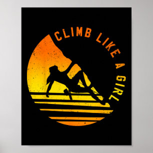 Póster Escalar Como Una Chica - Regalo de Escalada en Roc