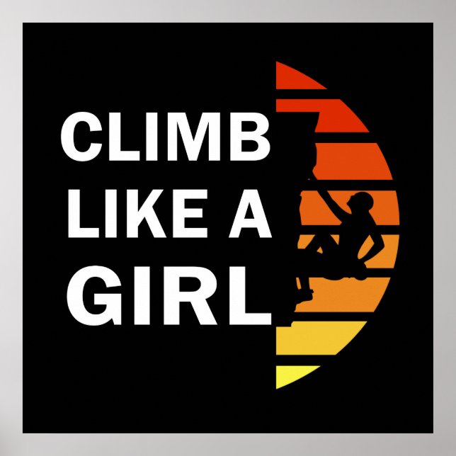 Póster Escalar como una niña mujer escalando en roca (Frente)