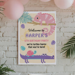 Póster Escalas y colas Cumpleaños del Reptil Chica