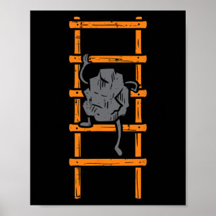 Póster Escalera de Escalada Divertido Escalador Boulderin
