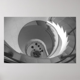 Póster Escalera De Espiral De Fotografía En Blanco Y Negr