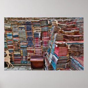 Póster Escalera De Libros Antiguos