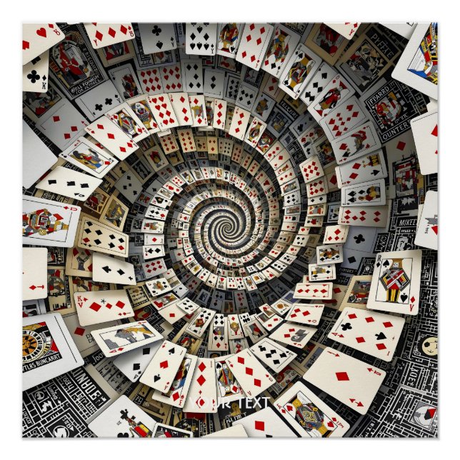 Póster Escalera de tarjetas de caracol de espiral suave (Anverso)
