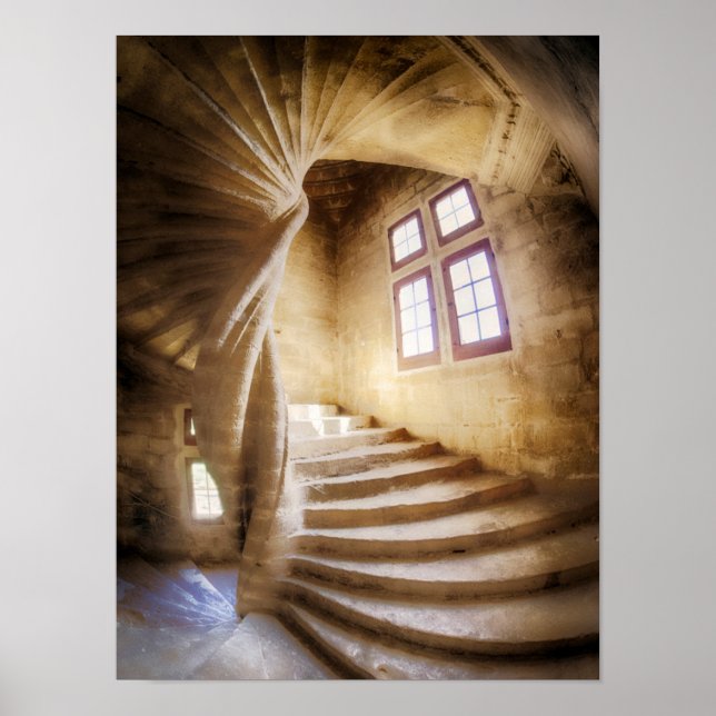 Póster Escalera en espiral beige, Francia (Frente)