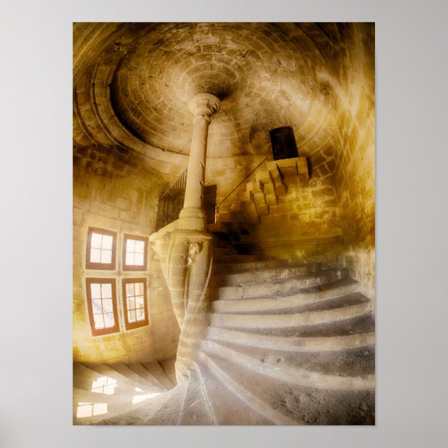 Póster Escalera en espiral del Chateau, Francia (Frente)