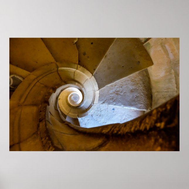 Póster Escalera en espiral que baja (Frente)