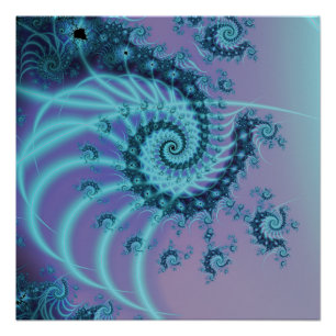 Póster Escalera espiral   Arte fractal azul y rosa