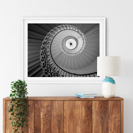 Póster Escalera espiral con Poster de flores