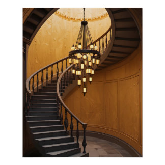 Póster Escalera Espiral Elegante