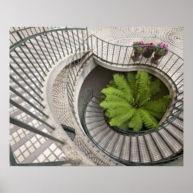 Póster Escalera espiral en el Embarcadero Center (Frente)