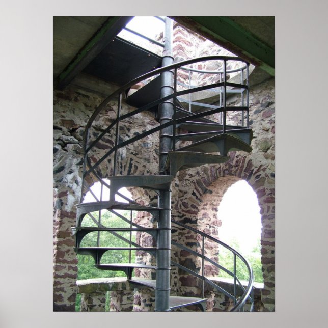 Póster Escalera espiral en la torre del asiento del poeta (Frente)