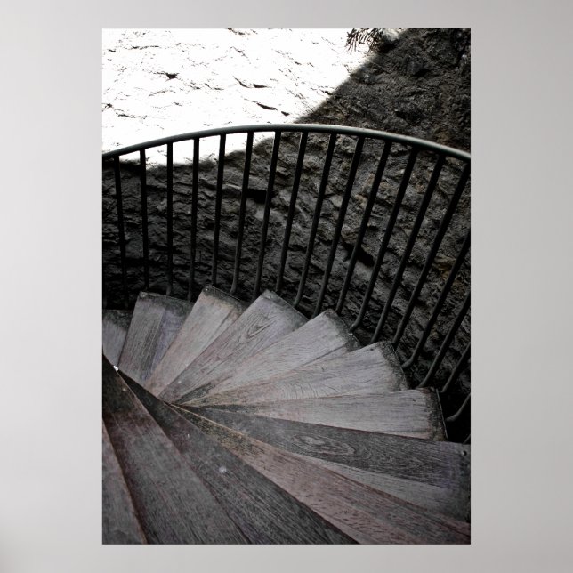 Póster Escalera espiral Poster blanco y negro (Frente)