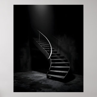 Póster Escalera oscura negra