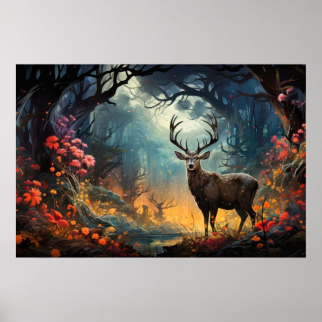 Póster Escalera Parada En La Selva De Flores Silvestres (Frente)