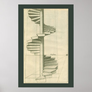Póster Escaleras arquitectónicas vintage, escalera espira