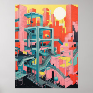 Póster Escaleras de la ciudad: Un viaje Kaleidoscópico po