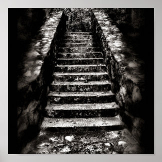 Póster escaleras de piedra oscura