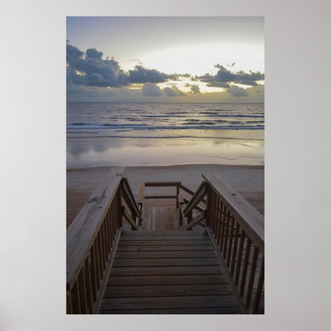 Póster Escaleras de playa hasta el amanecer del borde del (Frente)
