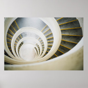 Póster Escaleras espirales en blanco y negro