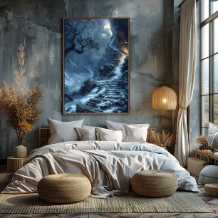 Póster Escaleras Místicas en Cascada: Paisaje Surrealista