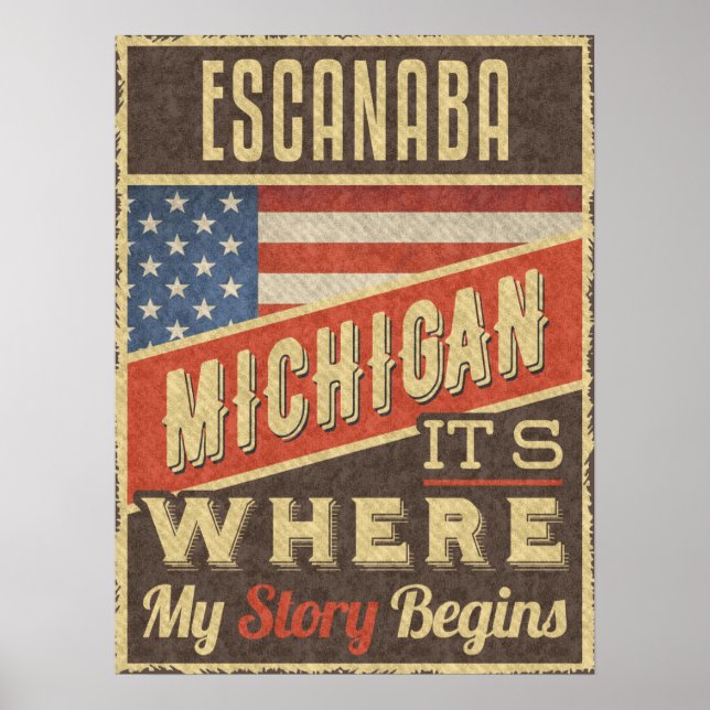Póster Escanaba Michigan (Frente)