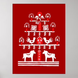 Póster Escándalo festivo lindo árbol de Navidad blanco ro