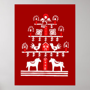 Póster Escándalo festivo lindo árbol de Navidad blanco ro