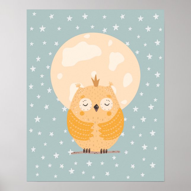 Póster Escándalo moderno adorable criadero de búho dormid (Frente)