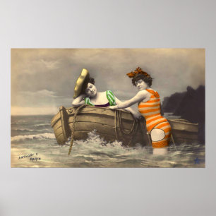 Póster Escándalo traje de baño a rayas