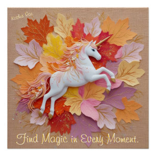 Póster Escándalo Unicornio otoño magia Pastel Naranja Hue