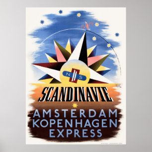 Póster Escandinavia Holanda Poster de Viajes Vintage